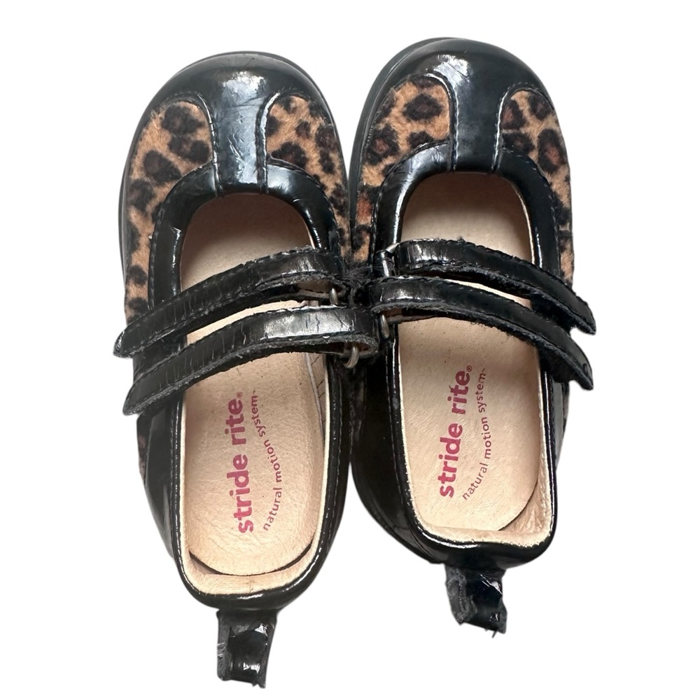 Stride Rite Leopard Patent Leather Mary Jane Shoes Toddler Size 6